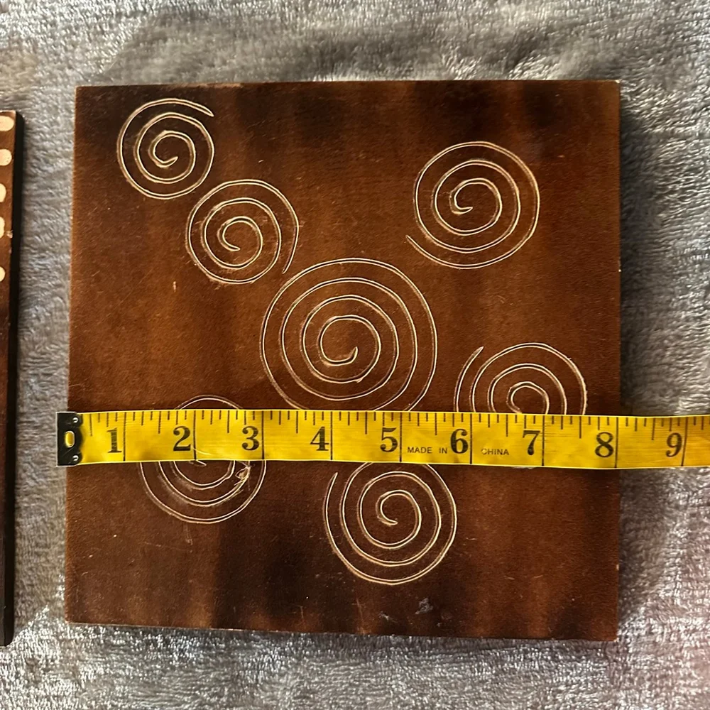 Wooden Decor Brown Beige Square Wall Art Set